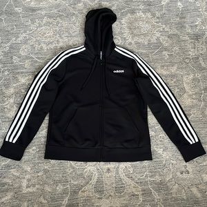 Adidas hoodie size large black front zip jacket.